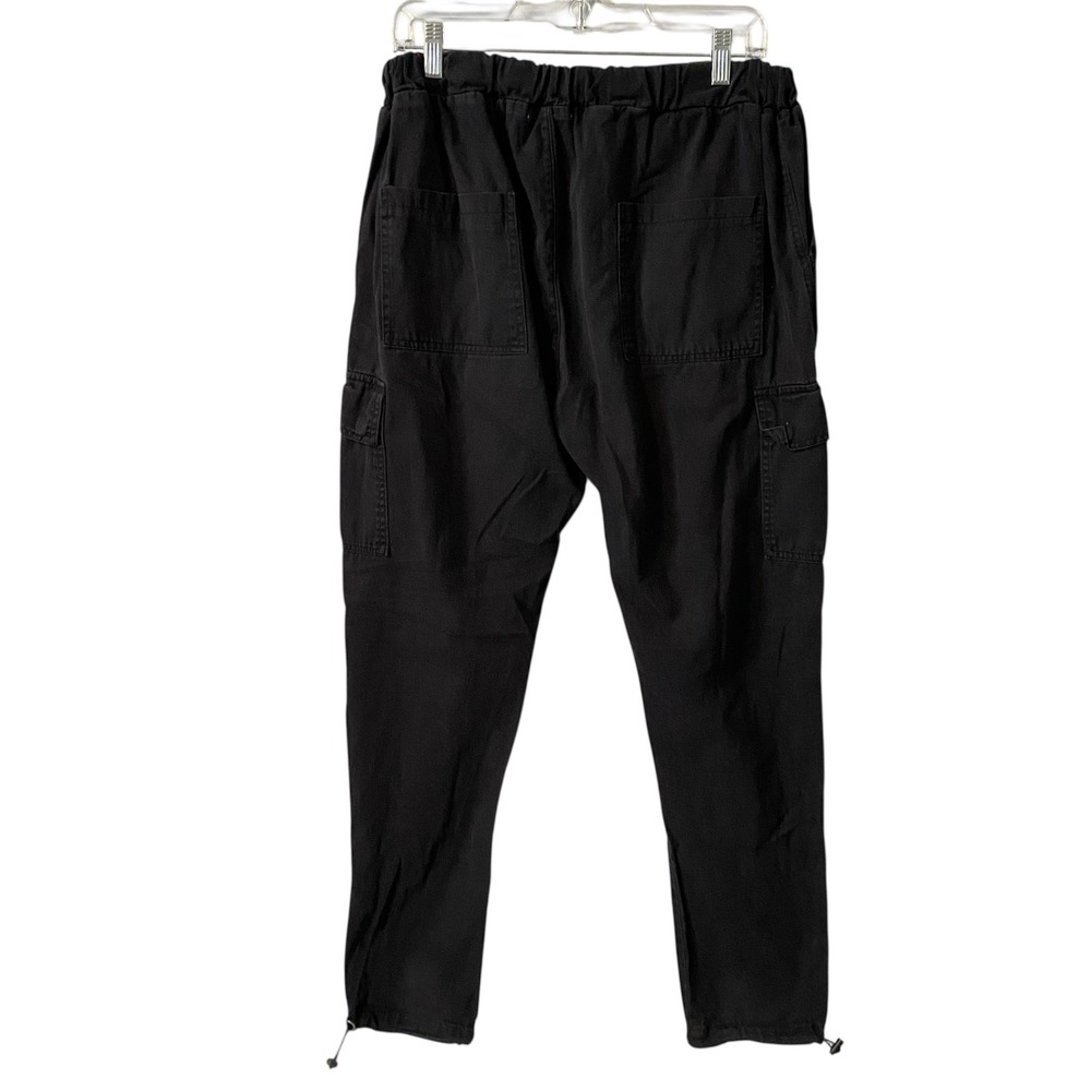 MNML‎ Black Cargo Jogger Pants Drawstring Ankle Elastic Waist Women Sz M